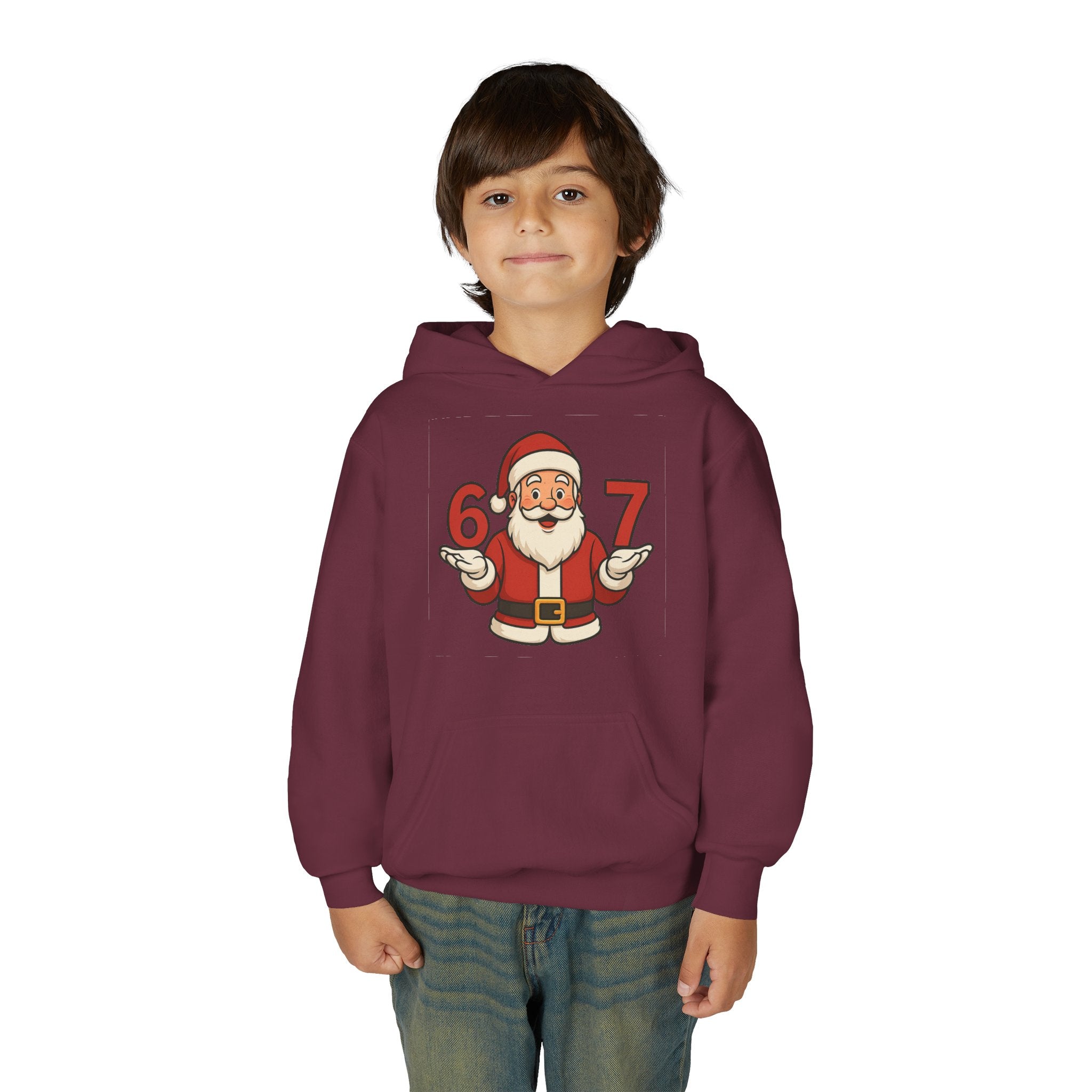 Youth Christmas Hoodie with Santa Graphic, Cozy Holiday Apparel, Perfect Gift for Kids, Winter Wear, Fun Seasonal Sweatshirt