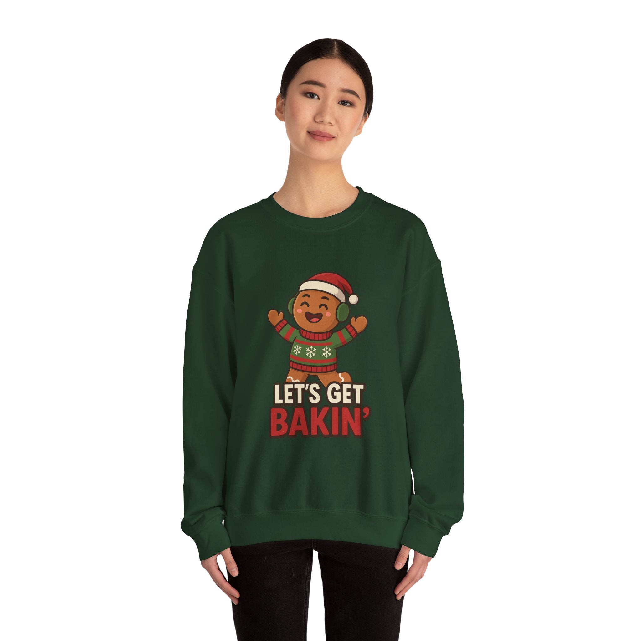 Festive Unisex Crewneck Sweatshirt - Let's Get Bakin' Holiday Style, Cozy Christmas Gift, Family Gathering Apparel, Baking Enthusiast, [...]