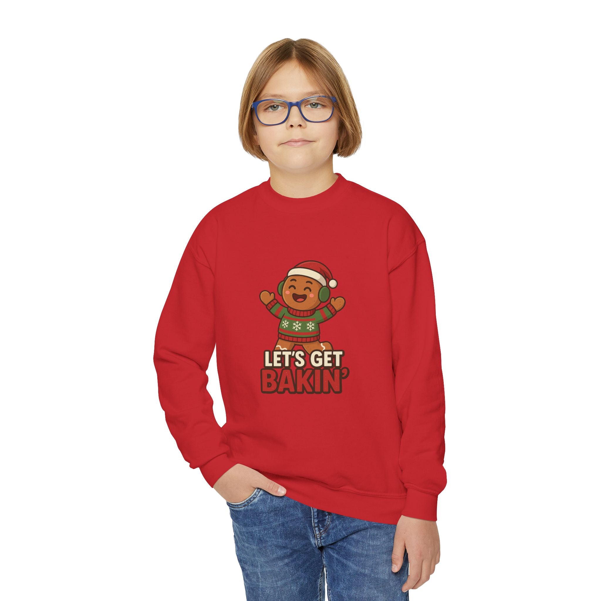 Youth Christmas Crewneck Sweatshirt, Cozy Holiday Gift, Kid's Sweater, Santa Design, Festive Sweater for Winter Celebrations