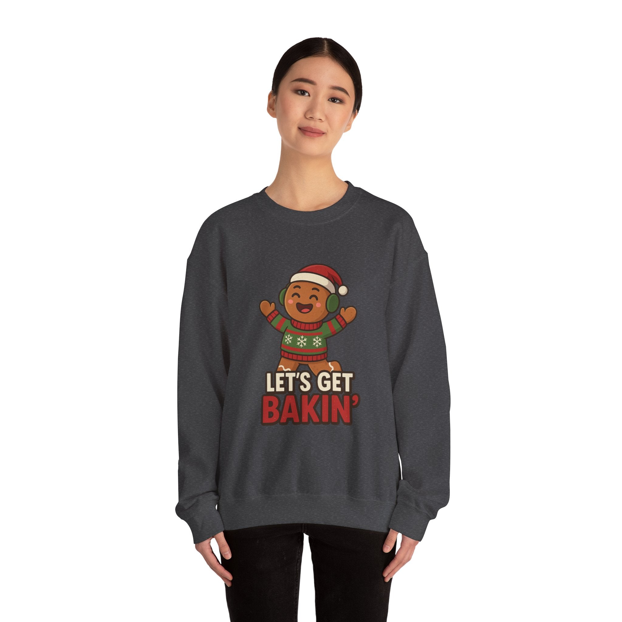 Festive Unisex Crewneck Sweatshirt - Let's Get Bakin' Holiday Style, Cozy Christmas Gift, Family Gathering Apparel, Baking Enthusiast, [...]