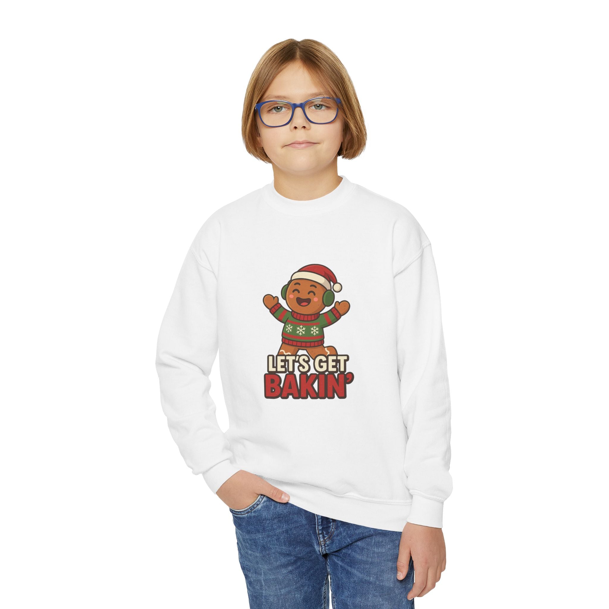 Youth Christmas Crewneck Sweatshirt, Cozy Holiday Gift, Kid's Sweater, Santa Design, Festive Sweater for Winter Celebrations