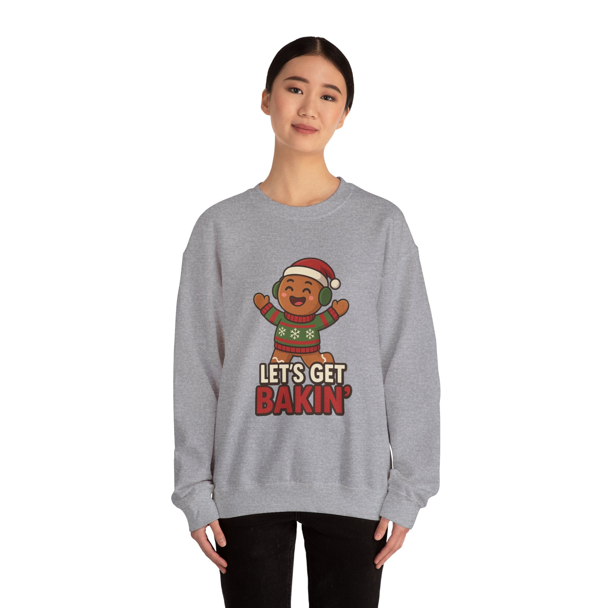 Festive Unisex Crewneck Sweatshirt - Let's Get Bakin' Holiday Style, Cozy Christmas Gift, Family Gathering Apparel, Baking Enthusiast, [...]