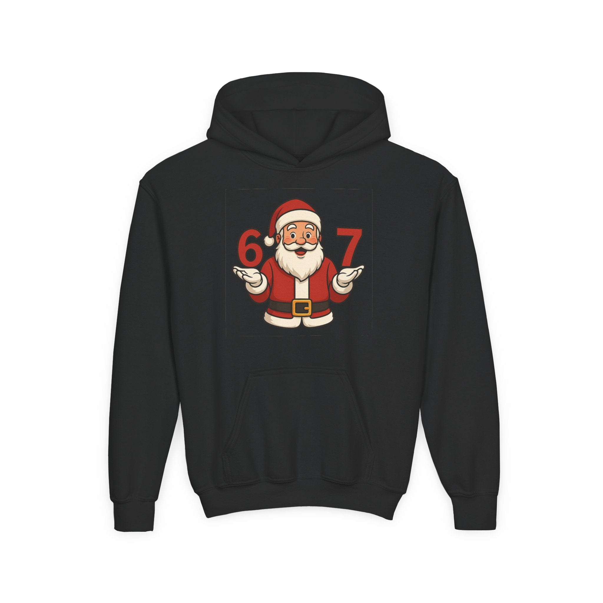 Youth Christmas Hoodie with Santa Graphic, Cozy Holiday Apparel, Perfect Gift for Kids, Winter Wear, Fun Seasonal Sweatshirt