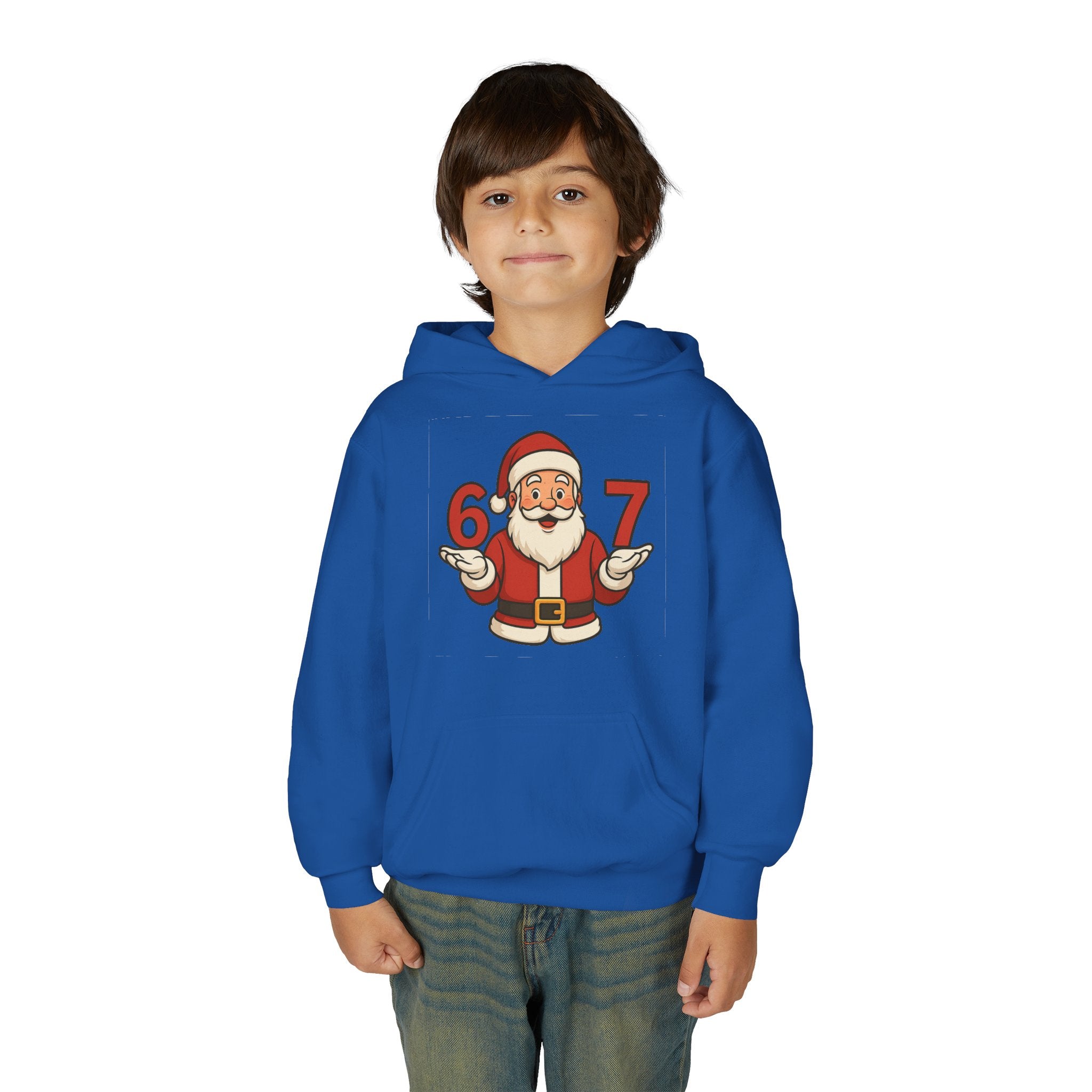 Youth Christmas Hoodie with Santa Graphic, Cozy Holiday Apparel, Perfect Gift for Kids, Winter Wear, Fun Seasonal Sweatshirt