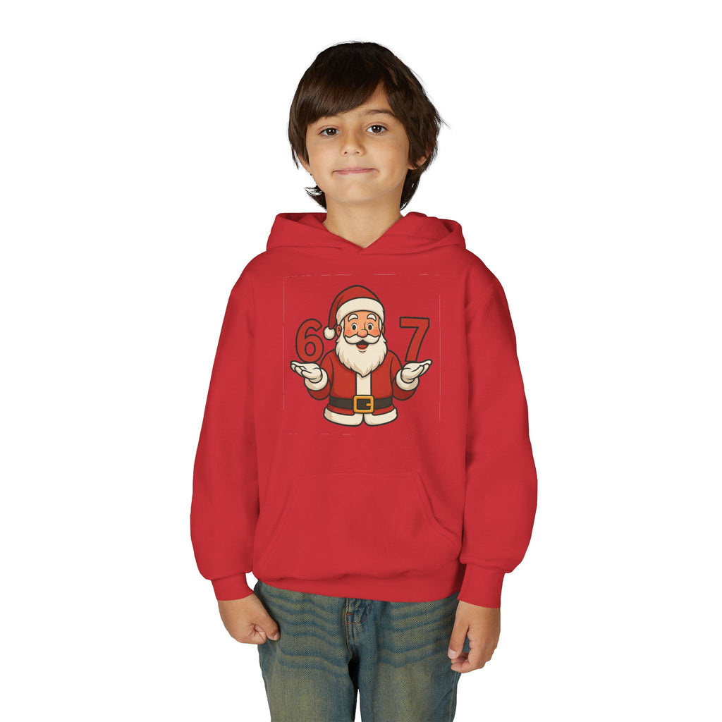 Youth Christmas Hoodie with Santa Graphic, Cozy Holiday Apparel, Perfect Gift for Kids, Winter Wear, Fun Seasonal Sweatshirt