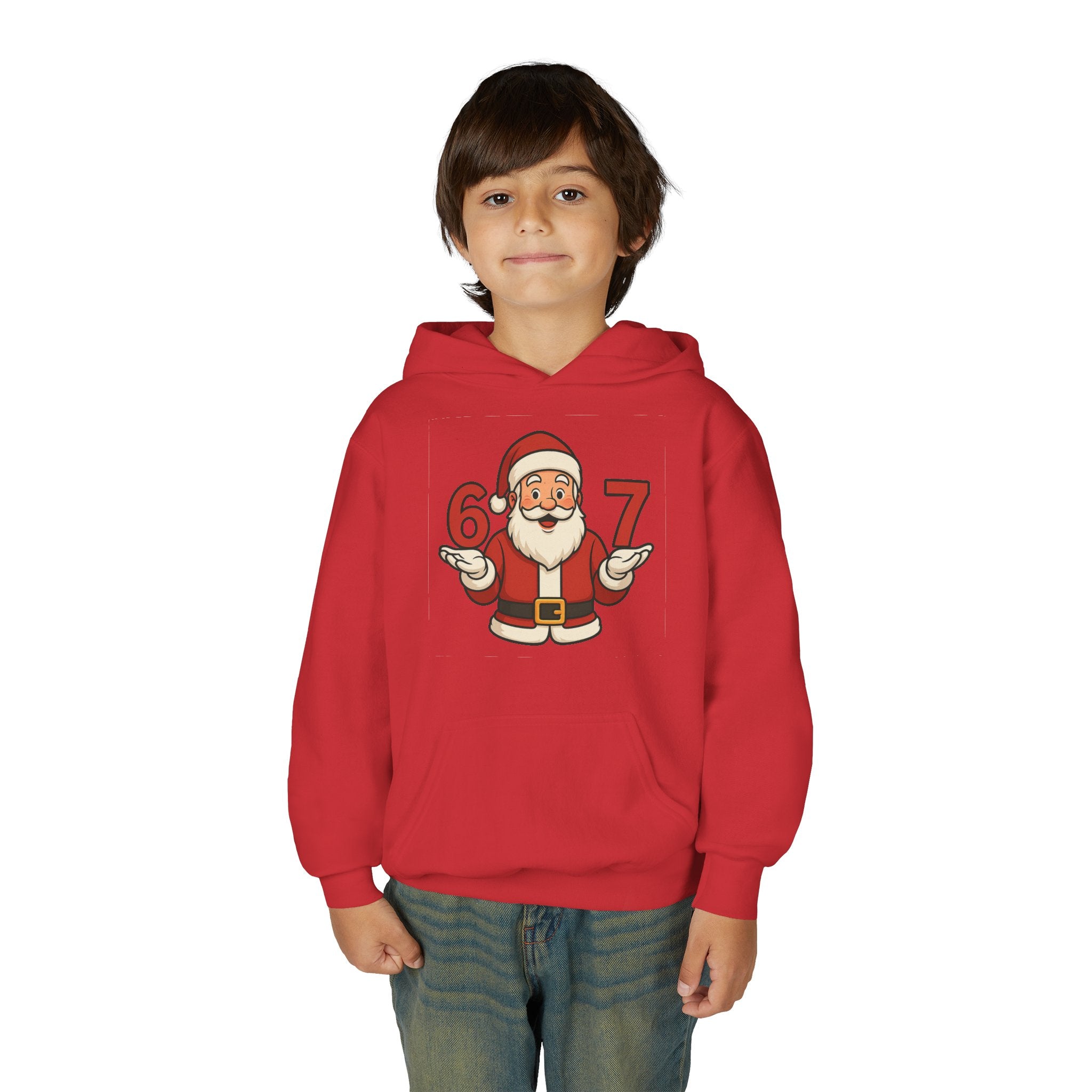 Youth Christmas Hoodie with Santa Graphic, Cozy Holiday Apparel, Perfect Gift for Kids, Winter Wear, Fun Seasonal Sweatshirt