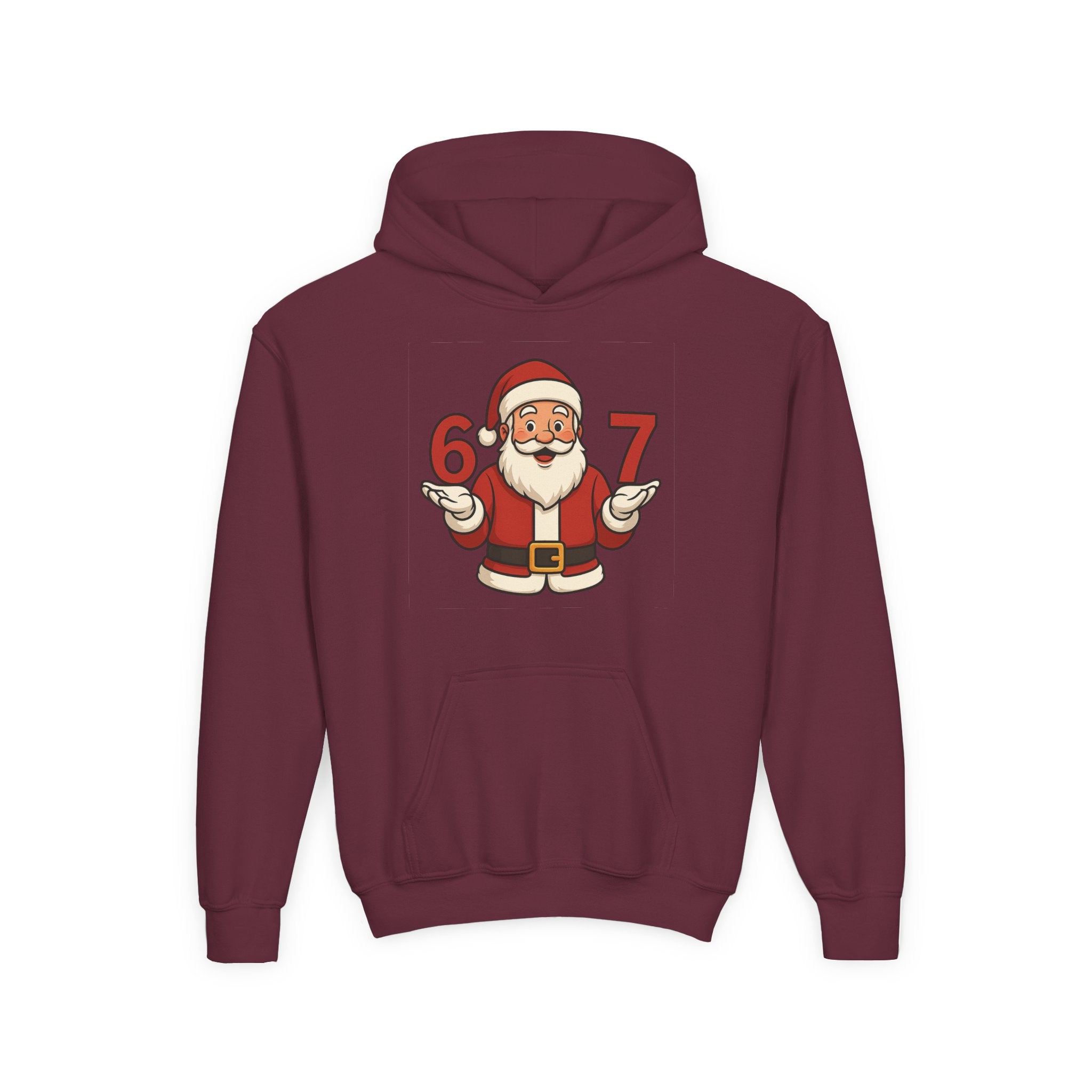 Youth Christmas Hoodie with Santa Graphic, Cozy Holiday Apparel, Perfect Gift for Kids, Winter Wear, Fun Seasonal Sweatshirt