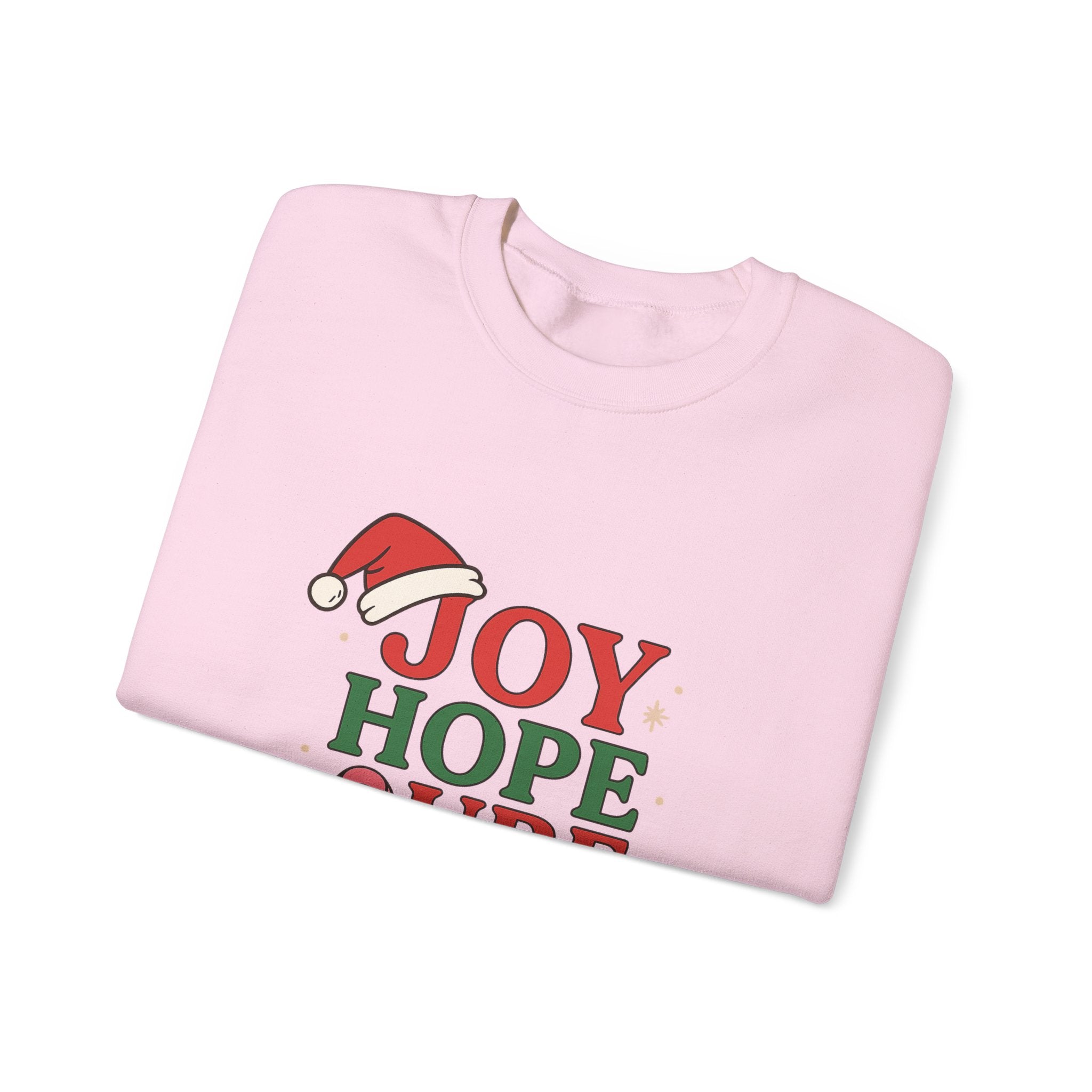 Joy, Hope, Cure Holiday Sweatshirt – Unisex Crewneck for Christmas, Cancer Awareness, Cozy Gift, Festive Apparel