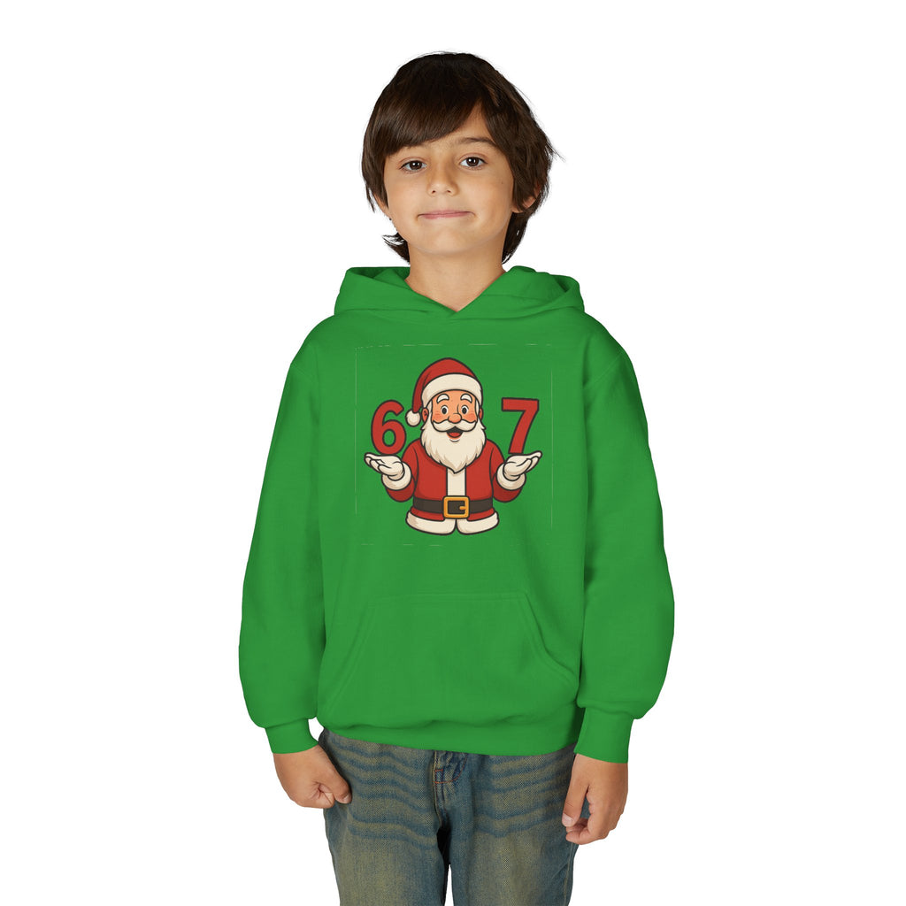 Youth Christmas Hoodie with Santa Graphic, Cozy Holiday Apparel, Perfect Gift for Kids, Winter Wear, Fun Seasonal Sweatshirt