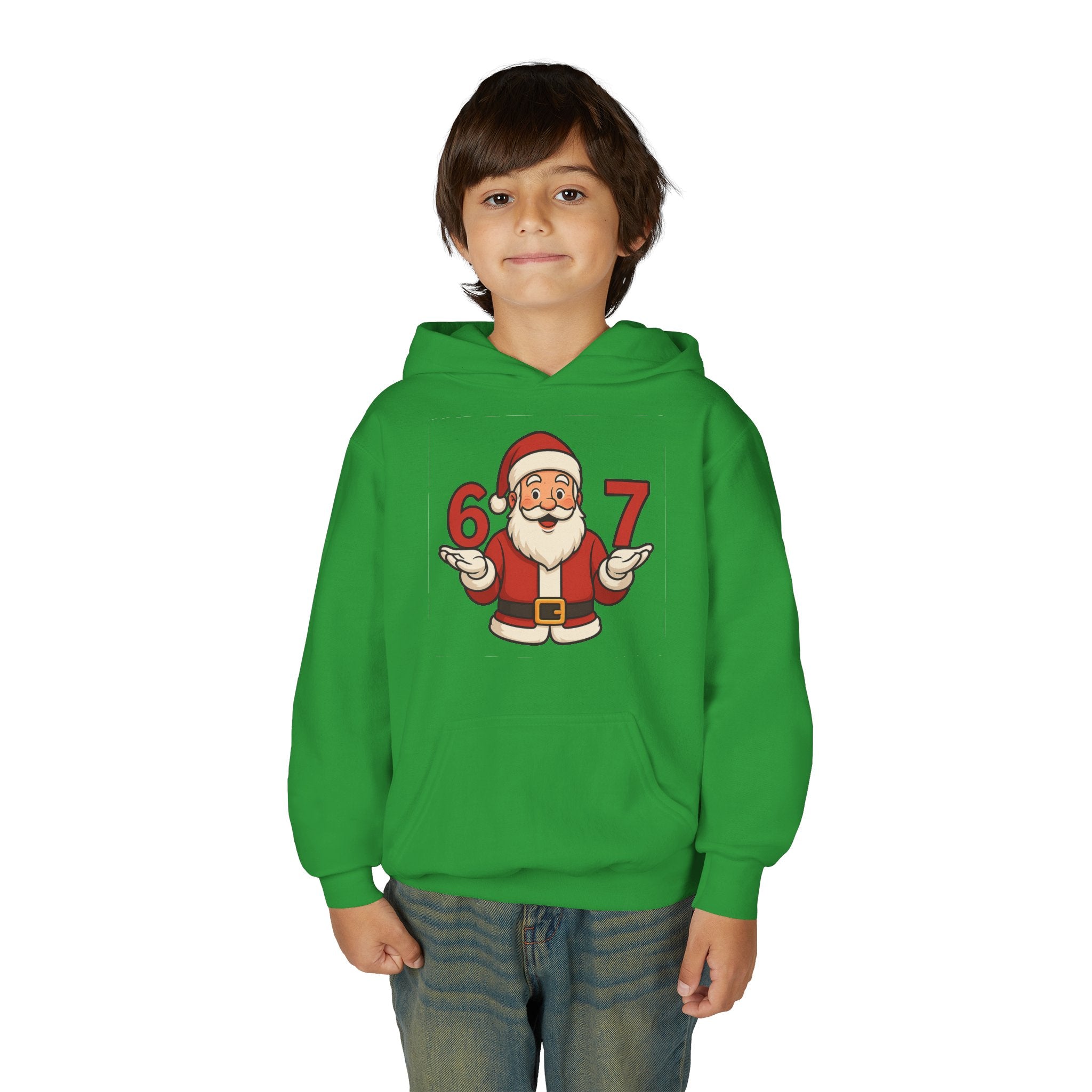 Youth Christmas Hoodie with Santa Graphic, Cozy Holiday Apparel, Perfect Gift for Kids, Winter Wear, Fun Seasonal Sweatshirt