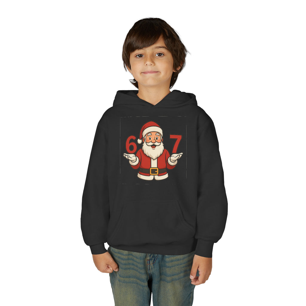 Youth Christmas Hoodie with Santa Graphic, Cozy Holiday Apparel, Perfect Gift for Kids, Winter Wear, Fun Seasonal Sweatshirt