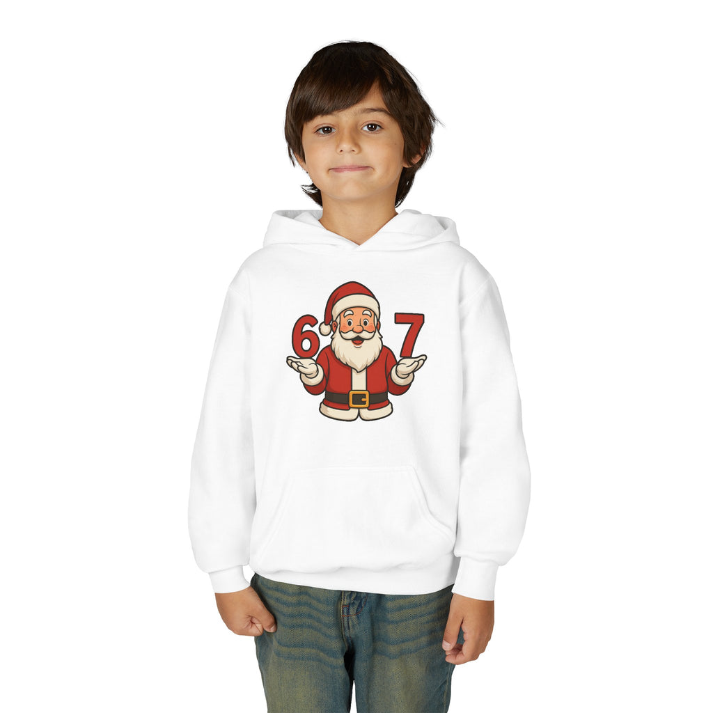Youth Christmas Hoodie with Santa Graphic, Cozy Holiday Apparel, Perfect Gift for Kids, Winter Wear, Fun Seasonal Sweatshirt
