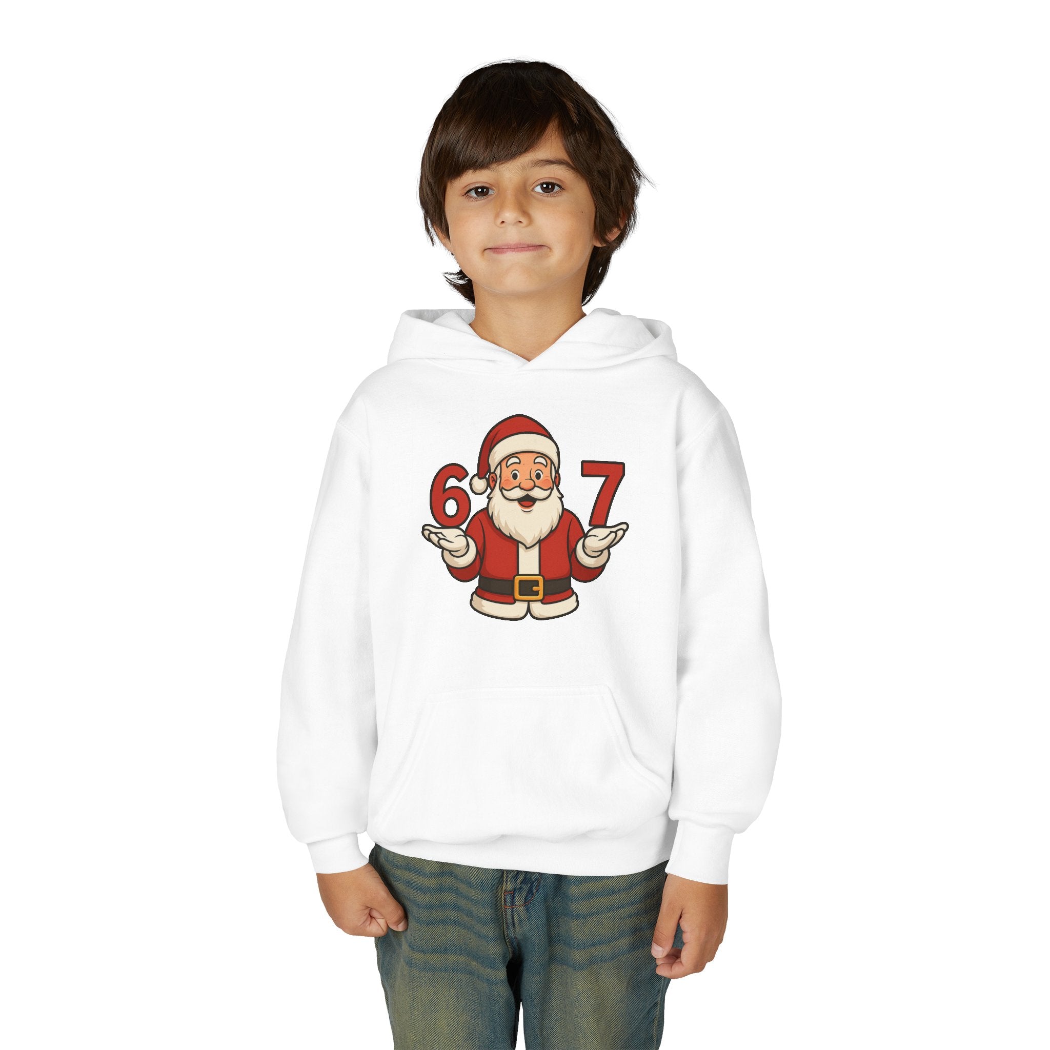 Youth Christmas Hoodie with Santa Graphic, Cozy Holiday Apparel, Perfect Gift for Kids, Winter Wear, Fun Seasonal Sweatshirt