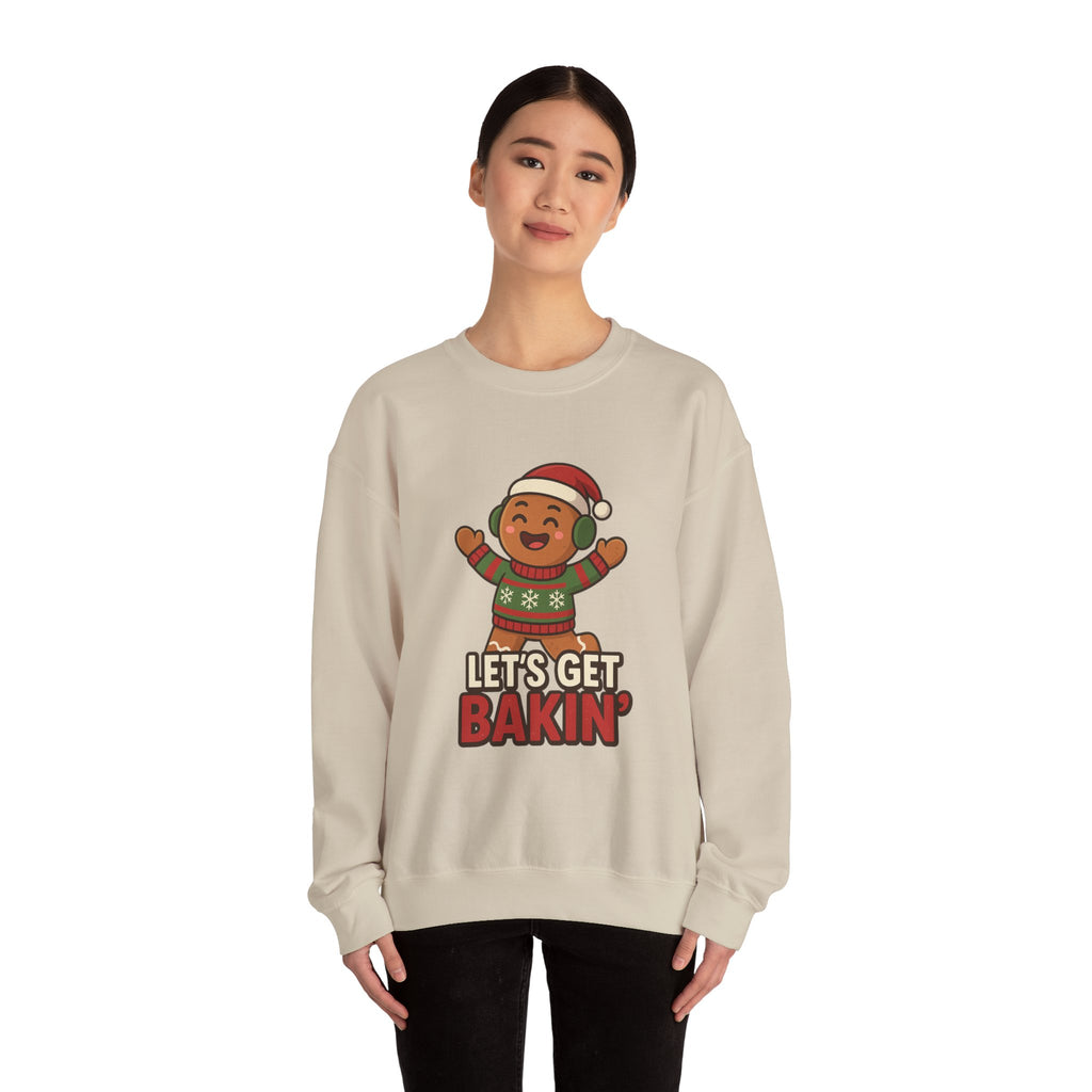 Festive Unisex Crewneck Sweatshirt - Let's Get Bakin' Holiday Style, Cozy Christmas Gift, Family Gathering Apparel, Baking Enthusiast, [...]