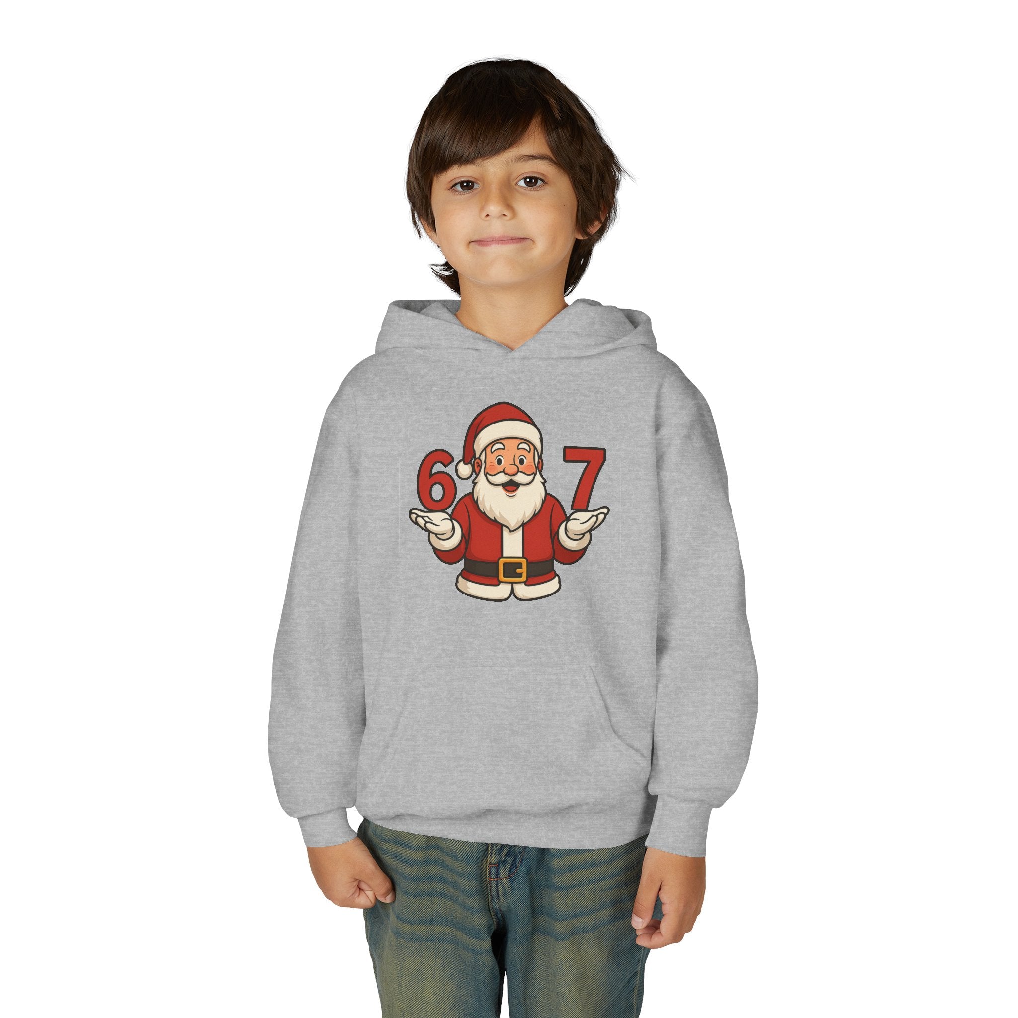 Youth Christmas Hoodie with Santa Graphic, Cozy Holiday Apparel, Perfect Gift for Kids, Winter Wear, Fun Seasonal Sweatshirt