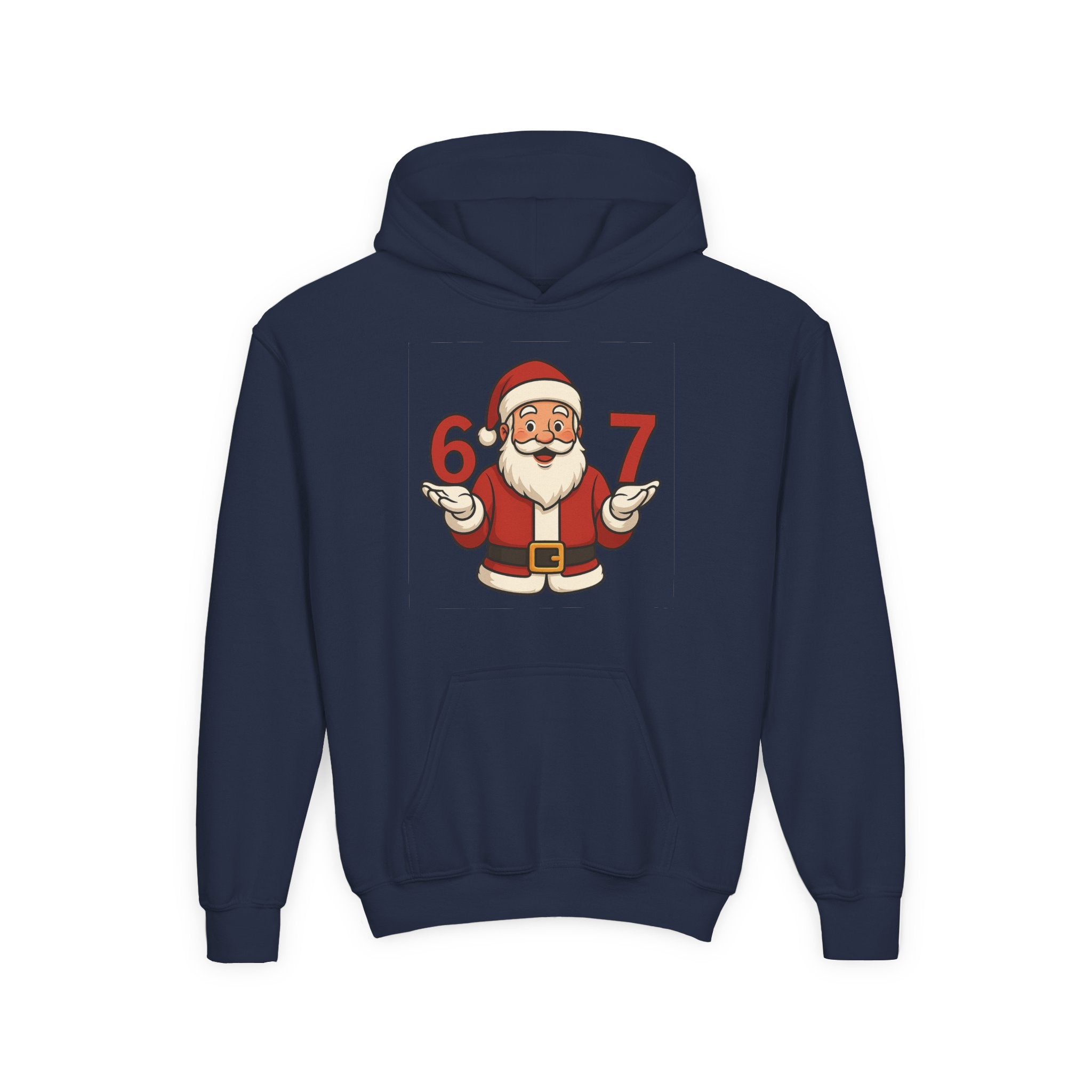 Youth Christmas Hoodie with Santa Graphic, Cozy Holiday Apparel, Perfect Gift for Kids, Winter Wear, Fun Seasonal Sweatshirt