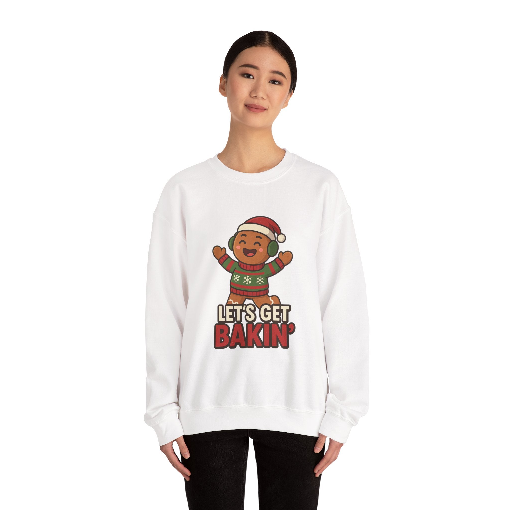 Festive Unisex Crewneck Sweatshirt - Let's Get Bakin' Holiday Style, Cozy Christmas Gift, Family Gathering Apparel, Baking Enthusiast, [...]