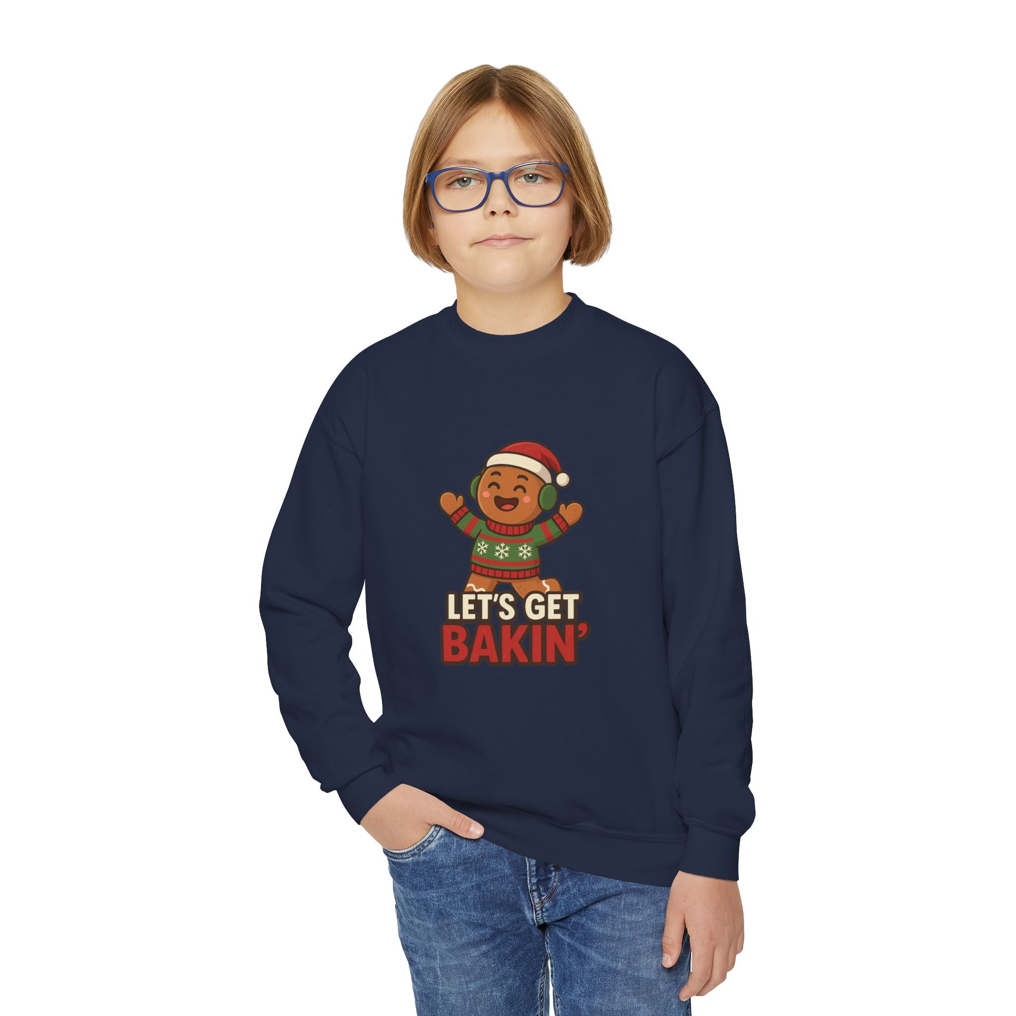Youth Christmas Crewneck Sweatshirt, Cozy Holiday Gift, Kid's Sweater, Santa Design, Festive Sweater for Winter Celebrations