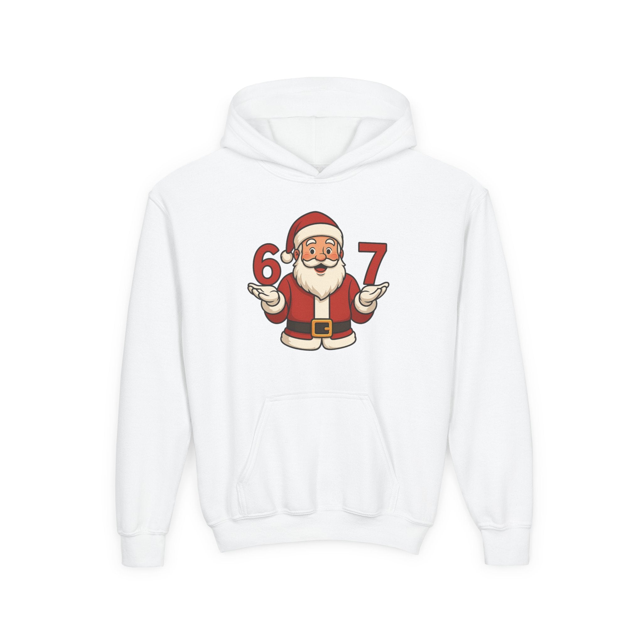 Youth Christmas Hoodie with Santa Graphic, Cozy Holiday Apparel, Perfect Gift for Kids, Winter Wear, Fun Seasonal Sweatshirt
