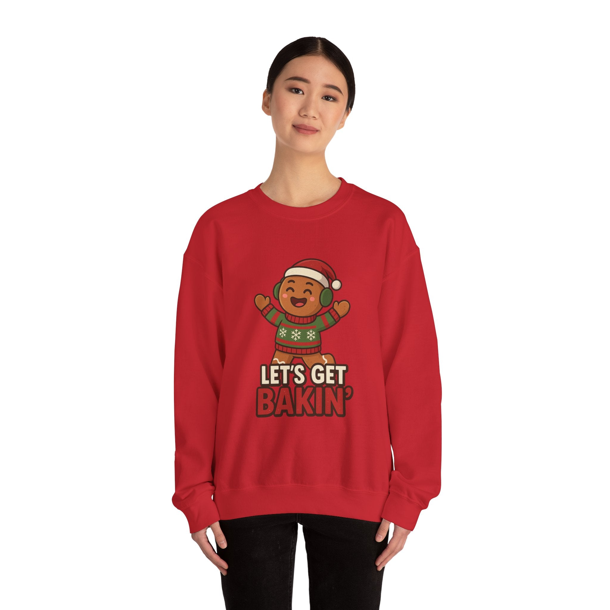 Festive Unisex Crewneck Sweatshirt - Let's Get Bakin' Holiday Style, Cozy Christmas Gift, Family Gathering Apparel, Baking Enthusiast, [...]