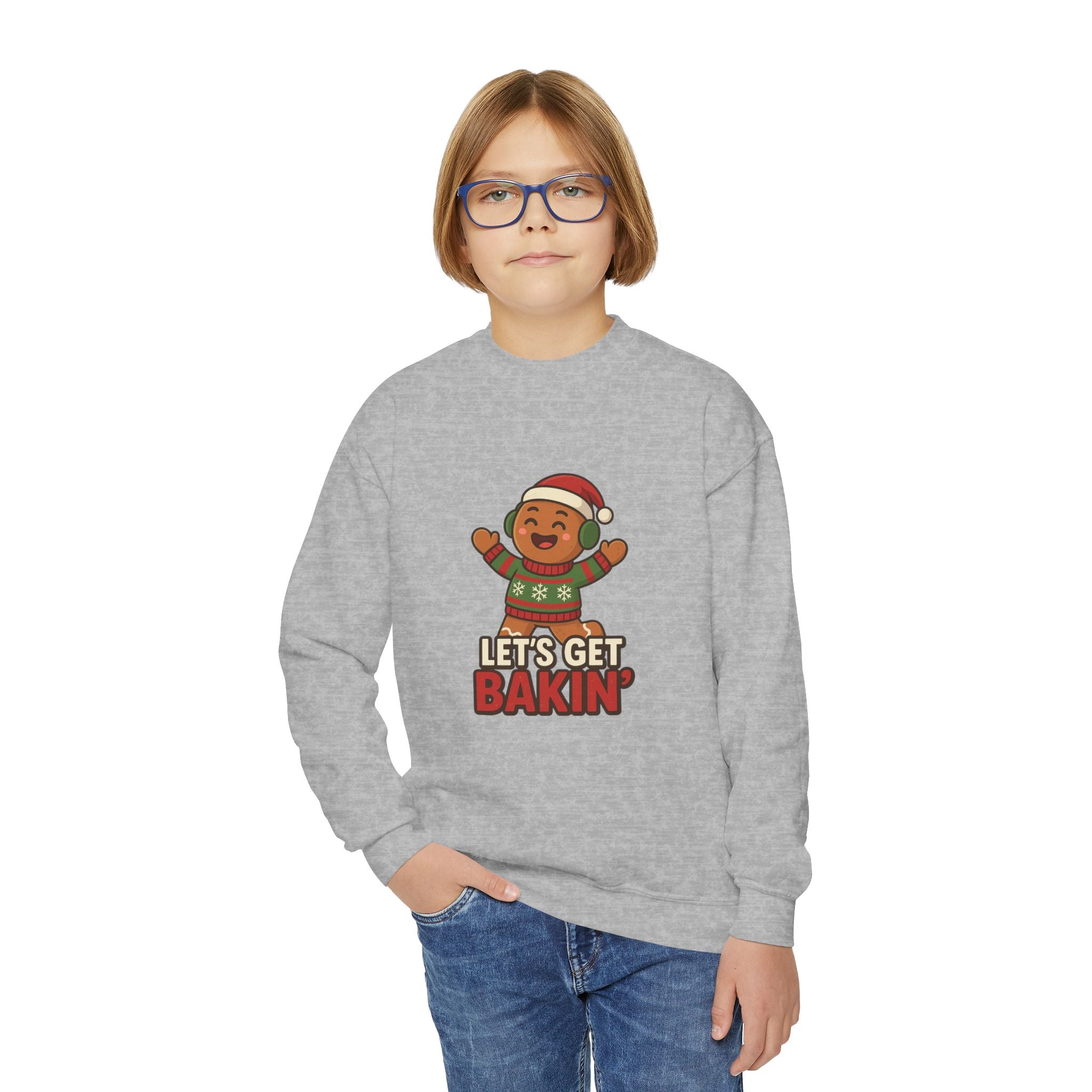 Youth Christmas Crewneck Sweatshirt, Cozy Holiday Gift, Kid's Sweater, Santa Design, Festive Sweater for Winter Celebrations