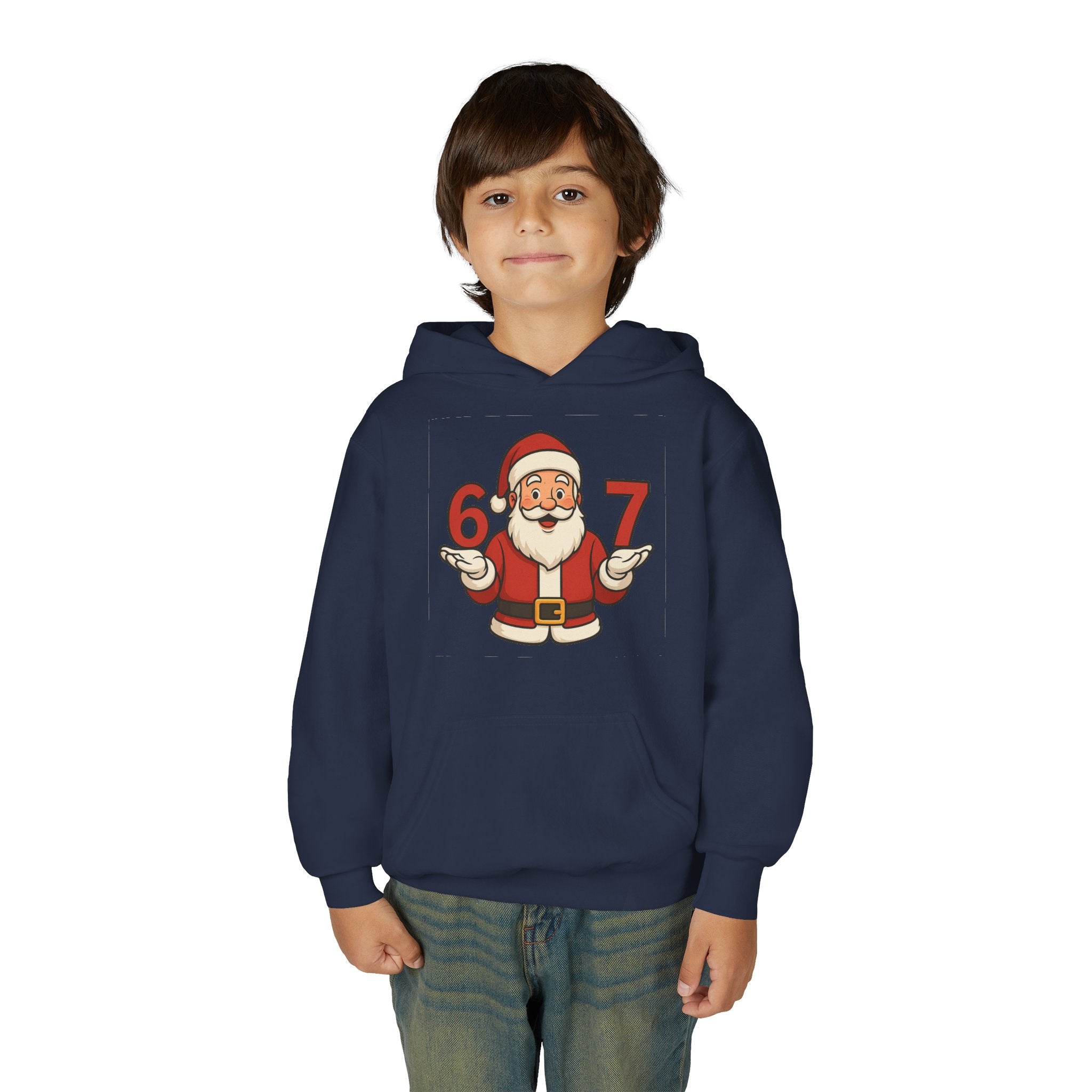 Youth Christmas Hoodie with Santa Graphic, Cozy Holiday Apparel, Perfect Gift for Kids, Winter Wear, Fun Seasonal Sweatshirt