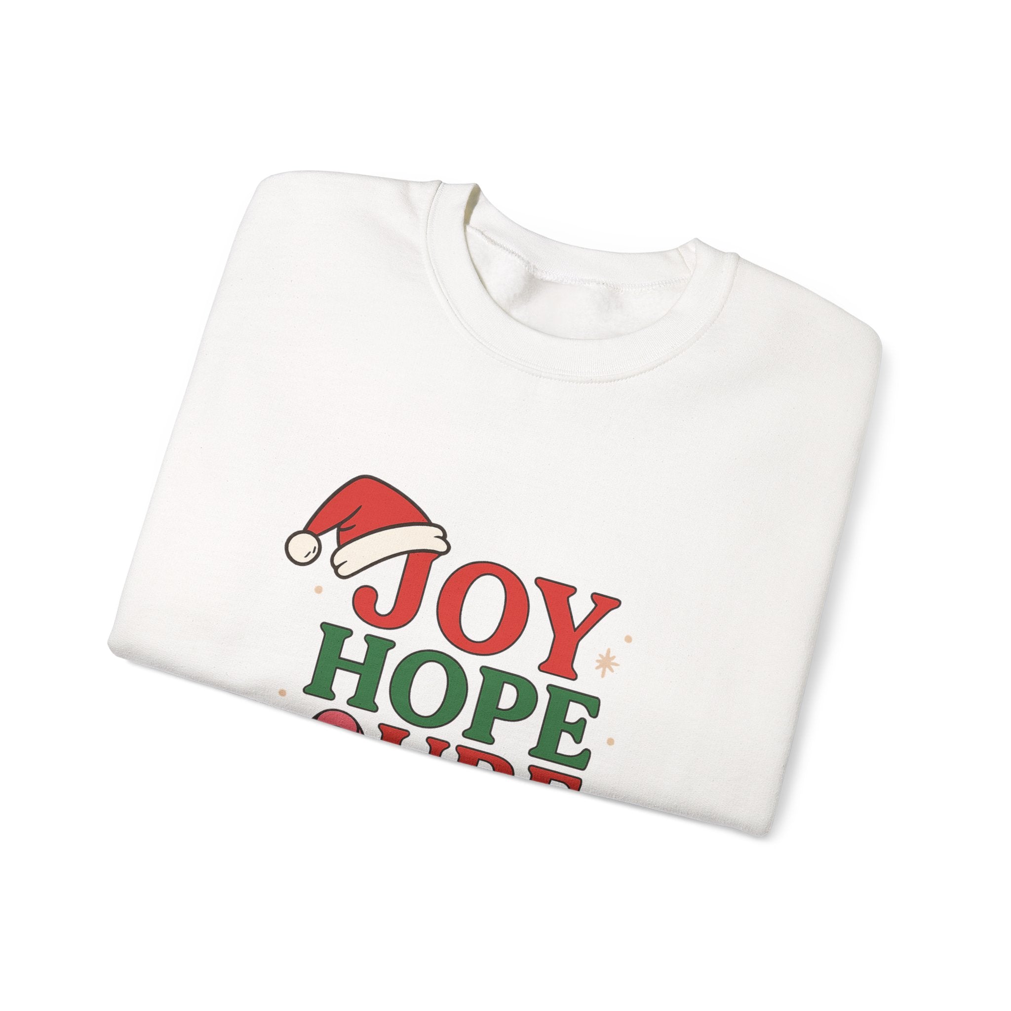 Joy, Hope, Cure Holiday Sweatshirt – Unisex Crewneck for Christmas, Cancer Awareness, Cozy Gift, Festive Apparel